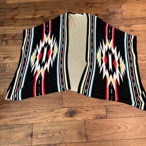Rancho Estancia Western Aztec Colorful Print Shawl Poncho OS Rodeo Festival